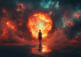 Fototapeta premium Cosmic Meditation in Front of Keyhole to the Universe