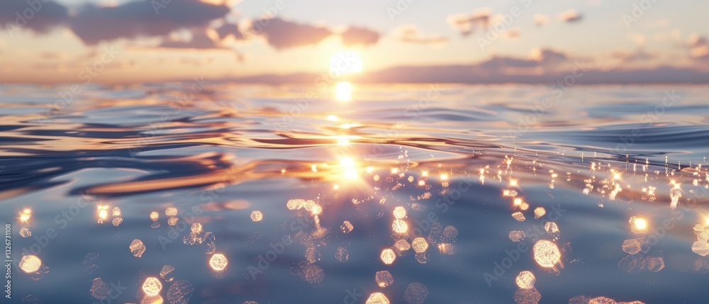 Canvas Prints sunset over tranquil water with sparkling reflections
