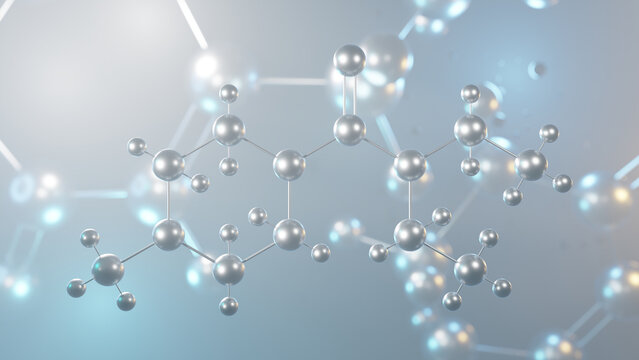 diethylcarbamazine molecular structure, 3d model molecule, antiparasitic agents structural chemical formula view from a microscope