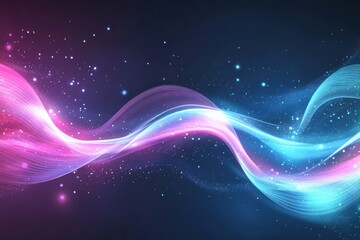 Colorful Abstract Waves with Sparkles in Dark Space