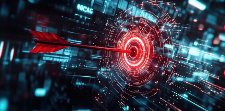 Digital Target Achievement: Precise Arrow Striking Bullseye in Cyberspace