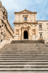 View of the Church of St. Francis of Assisi to the Immaculate in the historic center of Noto, province of Syracuse, Sicily, Italy