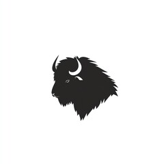 Fototapeta premium Majestic Bison Silhouette A Striking Minimalist Design Featuring a Powerful Animal Head, Set Against a Clean White Background