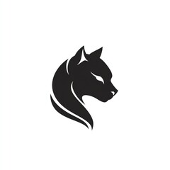 Obraz premium ElegantBlackCatHeadProfileMinimalistGraphicDesignLogoArt