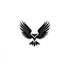 Obraz premium MajesticBlackHawkSoaringHighAboveWhiteBackground,AStunningMinimalistGraphicDesign
