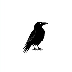 Obraz premium MajesticRavenSilhouetteAStrikingBlackBirdGraphicDesign,PerfectForLogoOrPrint