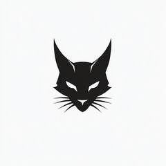 Obraz premium Sleek Caracal Portrait A Minimalist Black Design on White Background, Captivating and Symbolic.