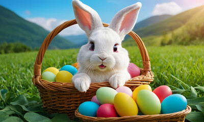 easter bunny with easter eggs