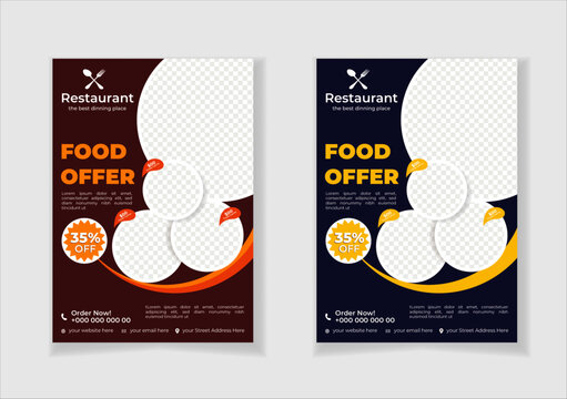 Modern clean clear Restaurant flyer template or food flyer design with best design organic shape restaurant food flyer design