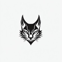 Obraz premium Stylized Caracal Portrait A Minimalist Black and White Design