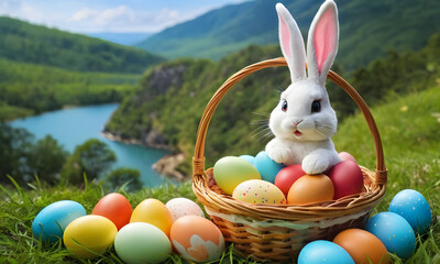 easter bunny with easter eggs