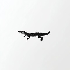 Naklejka premium Elegant Minimalist Crocodile Logo Design A sleek black silhouette against a clean white background, showcasing the reptiles graceful form.