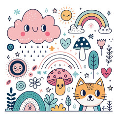 Colorful Fantasy Cloud and Rainbow
