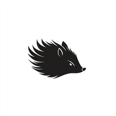 Elegant Hedgehog Silhouette A Minimalist Logo Design featuring a stylized hedgehog head against a clean white background.