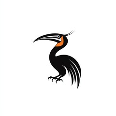 Elegant Hornbill Silhouette A Minimalist Bird Design, Striking and Sophisticated, Perfect for Logos and Branding