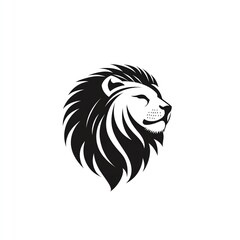 Fototapeta premium Regal Lion Profile A Striking Minimalist Design. Black and white graphic, showcasing a majestic lions head in profile.