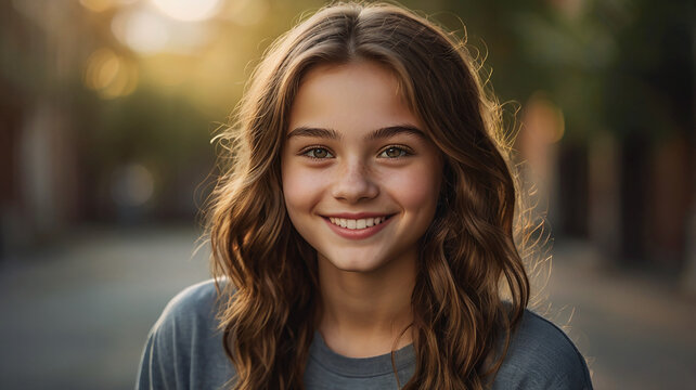 portrait of a smiling young teenage girl