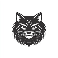 Majestic Pallas Cat Portrait A Striking Minimalist Design in Black and White. A fierce yet elegant feline graphic.