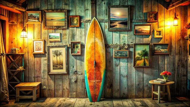 Vintage surf shop:  surfboards & pics, coastal charm. - Powered by Adobe
