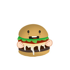 illustration vector cartoon food, icon doodle cute cartoon burger