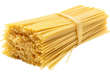 Dried spaghetti bundle on transparent background