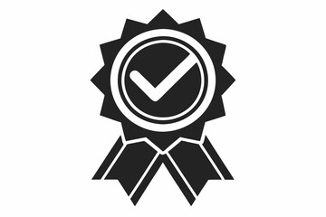 approved or certified medal icon line art silhouette vector illustration