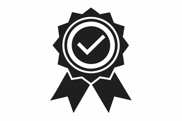 approved or certified medal icon line art silhouette vector illustration