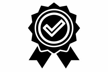 approved or certified medal icon line art silhouette vector illustration