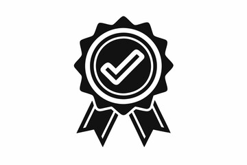 approved or certified medal icon line art silhouette vector illustration