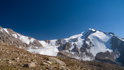 rocky mountain peaks. ancient glaciers on mountain peaks