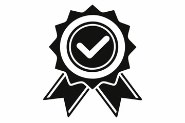 approved or certified medal icon line art silhouette vector illustration