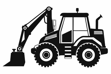 Naklejka premium backhoe loader line art silhouette vector illustration
