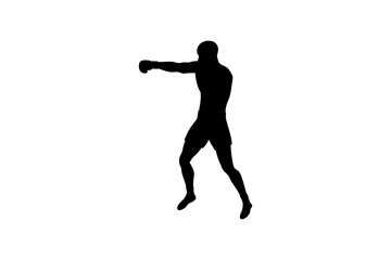 boxer and punch jab silhouette boxing sport