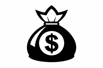 dollar bag line art silhouette vector illustration