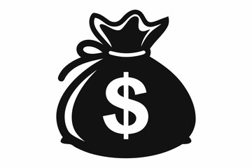 dollar bag line art silhouette vector illustration