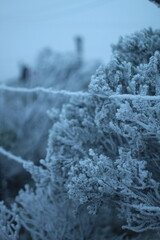 neve e sincelo acumulados no morro das antenas em urupema, santa catarina