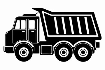 dump truck line art silhouette vector illustration