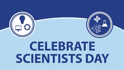Celebrate Scientists Day web vector banner design illustration