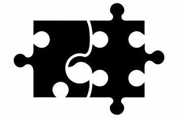 jigsaw line art silhouette vector illustration