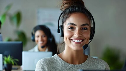 Enthusiastic call center staff providing excellent customer service in a modern office setting