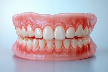 Fototapeta premium Healthy Gums vs Gingivitis Detailed 3D Rendering of Oral Health