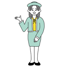 説明する受付の女性