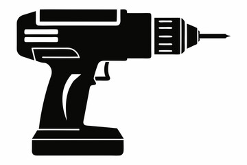 power drill line art silhouette vector illustration