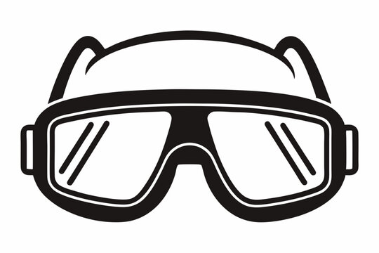 black goggles, diving mask, white background clip art preview