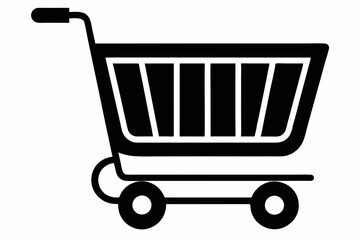 shopping cart line art silhouette vector illustration