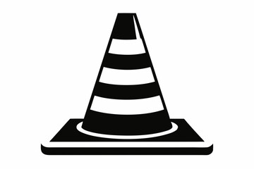 traffic cone line art silhouette vector illustration