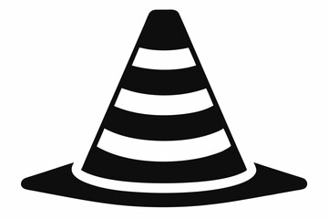 traffic cone line art silhouette vector illustration