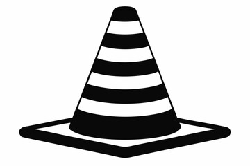 traffic cone line art silhouette vector illustration
