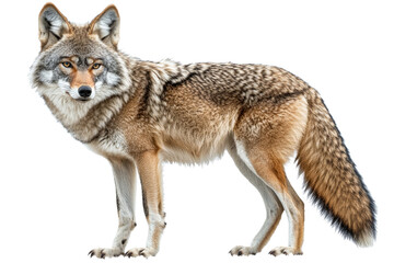 Naklejka premium Coyote standing on transparent background in natural pose