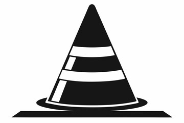traffic cone line art silhouette vector illustration